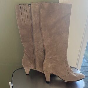 Hush Puppies Taupe Suede Heeled Boots